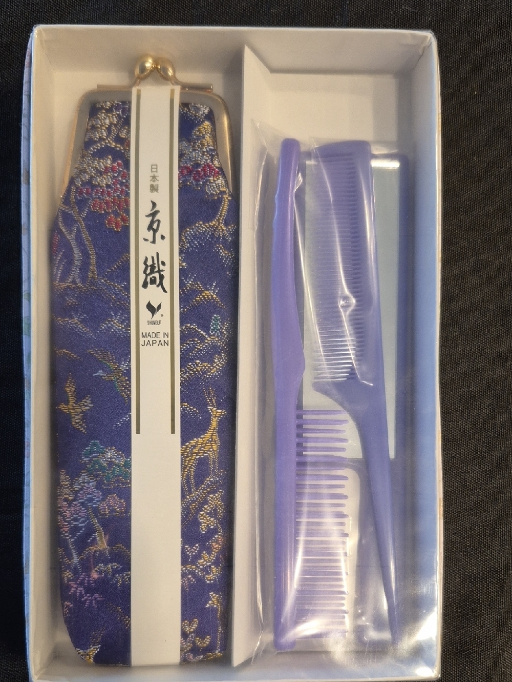 Japan Purple Brocade Purse Sleeve with Purple Comb Set